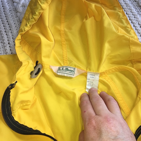 Vintage LL Bean Yellow Anorak Raincoat Sz Large - Picture 5 of 8